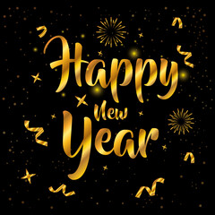 happy new year 2021 celebration golden poster