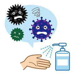 アルコール消毒液でウイルス退治
