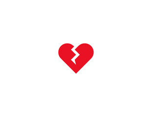 Broken heart vector flat icon. Isolated Breaking Heart emoji illustration symbol