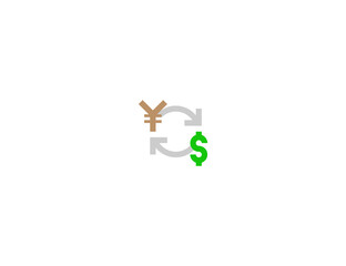 Currency Exchange vector flat icon. Yen to USD Currency Symbol. Isolated Currency Exchange emoji illustration symbol
