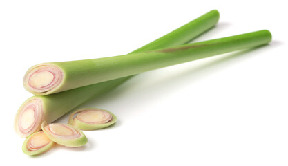 fresh lemongrass isolated on white background