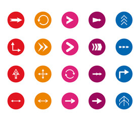 Arrows with differents directions block style icon set vector design