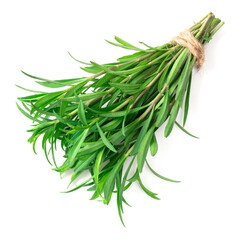 fresh sweet marigold twigs isolated on white background, top view