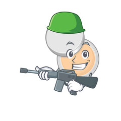 A charming army jar powder makeup cartoon picture style having a machine gun
