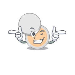 Caricature design concept of jar powder makeup with funny wink eye