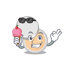 A Caricature design concept of jar powder makeup with cone ice cream