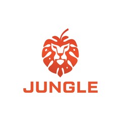 Lion and leaf logo combination. Simple animal and nature logo design.
