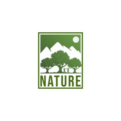 Mountain and tree logo design. Nature logo design.