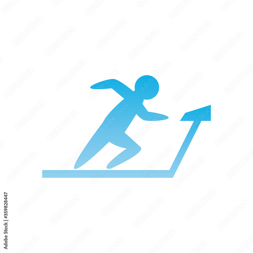 Poster man avatar running on treadmill gradient style icon vector design
