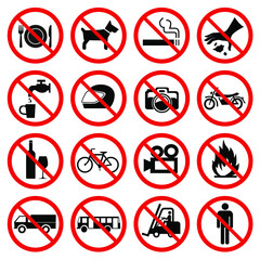 set of prohibited signs