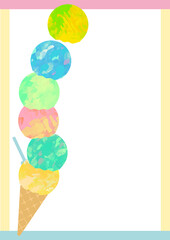 ベクター　カラフルなアイスクリームのイラストフレーム