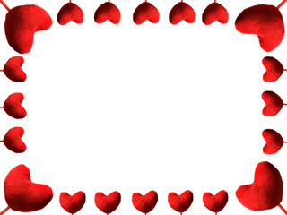 frame Red hearts isolated on white background,copy space for text,Valentine's day or Special day concept