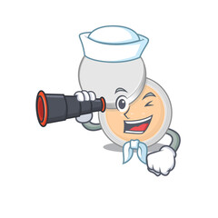 A cartoon image design of jar powder makeup Sailor with binocular