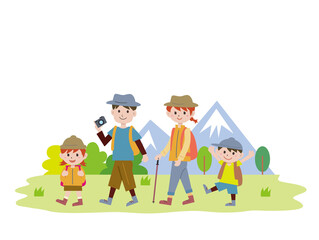 家族でハイキング