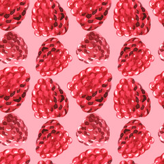 Seamless watercolor pattern with berries