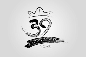39 year anniversary chalk, ink Marker Pen Style, years, jubilee, greeting card. Birthday invitation sign  Vector