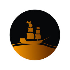 Columbus day vector illustration logo with gold black