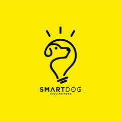 smart dog vector graphic logo line style 