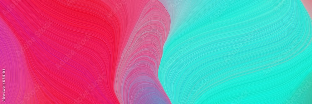Poster colorful vibrant artistic art design graphic with modern soft swirl waves background design with moderate pink, turquoise and sky blue color