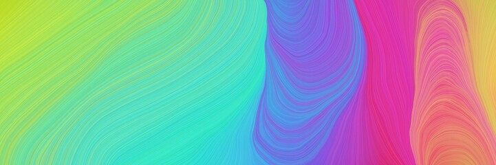 Fototapeta premium colorful vibrant artistic art design graphic with modern soft curvy waves background illustration with medium aqua marine, mulberry and turquoise color