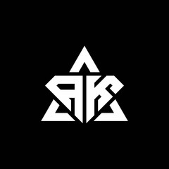 AK monogram logo with diamond shape and triangle outline