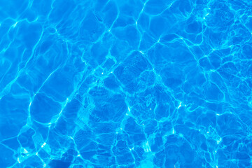 Fototapeta na wymiar Blue water pool wave fresh cool vivid for summer season travel background