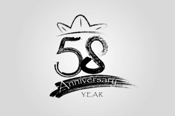 58 year anniversary chalk, ink Marker Pen Style, years, jubilee, greeting card. Birthday invitation sign  Vector