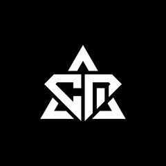 CQ monogram logo with diamond shape and triangle outline