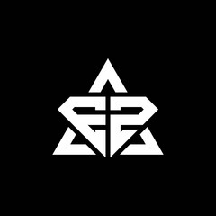 EZ monogram logo with diamond shape and triangle outline