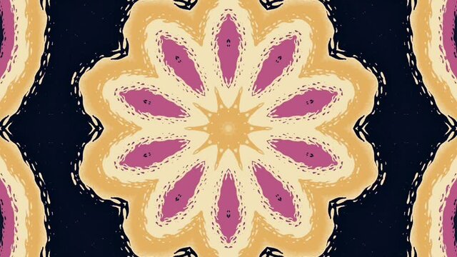 Yellow & pink mandala pattern drawing inward, graphic