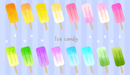 Ice candy - アイスキャンディーのイラスト-set