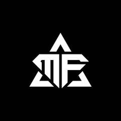 MF monogram logo with diamond shape and triangle outline