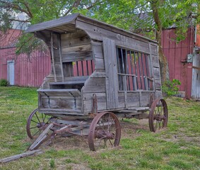 Antique Old West Prison Wagon. Shaniko, Oregon Ghost Town