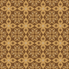 Beautiful flower motifs Art work on Kawung batik design with simple mocca color design