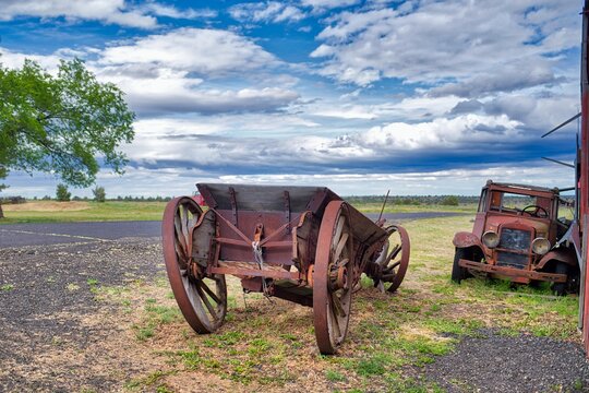 Antique Wagon Cart and Truck. Shaniko, Oregon Ghost Town