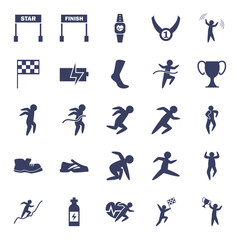Running silhouette style icon set vector design