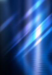 Background of empty stage show. Neon blue and purple light and laser show. Laser futuristic shapes on a dark background. Abstract dark background with neon glow