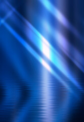 Background of empty stage show. Neon blue and purple light and laser show. Laser futuristic shapes on a dark background. Abstract dark background with neon glow
