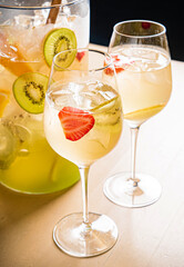 summr lemonade with kiwi fruits and strawberries