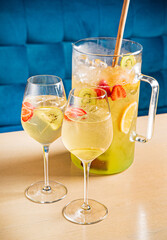 summr lemonade with kiwi fruits and strawberries