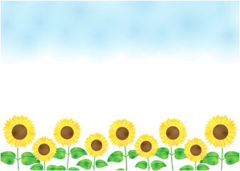 Fototapeta na wymiar Illustration of sunflower field in watercolor style