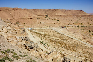 Berber village in the sandstone mountain in the Sahara, Africa