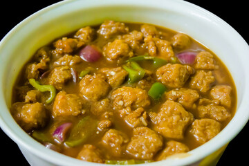 soya manchurian, Veg Manchurian with gravy, Popular street food of India, selective focus
