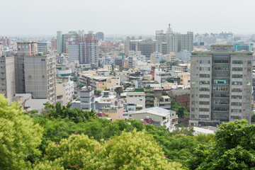 Fototapeta premium Changhua City view from Mt. Bagua Great Buddha Scenic Area. a famous tourist spots in Changhua City, Taiwan.
