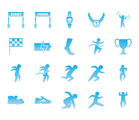 Running gradient style icon set vector design