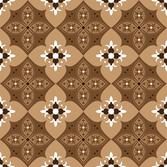 Beautiful flower motifs on Kawung batik with simple mocca color design