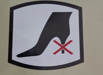 Prohibition signs - It is forbidden to walk with high heels