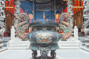 Detail of Xiluo Guangfu Temple in Xiluo, Yunlin, Taiwan. The temple was originally built in 1644.