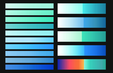 Modern color palette for flat design. An example of color gradient.