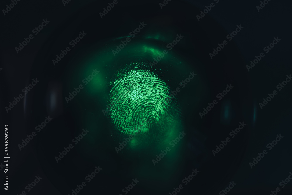 Poster close up beautiful abstract green colored fingerprint on background texture for design. macro photog